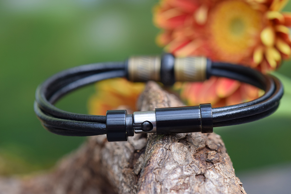 HSLA3040 | Men’s memorial leather bracelet - Image 4