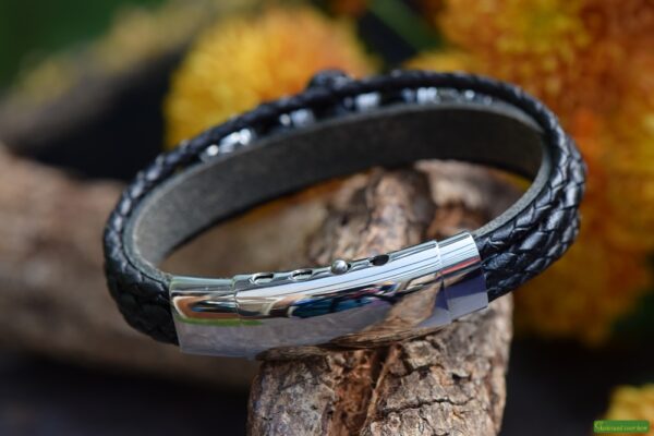 HSLA3043 | Men’s memorial leather bracelet - Image 3
