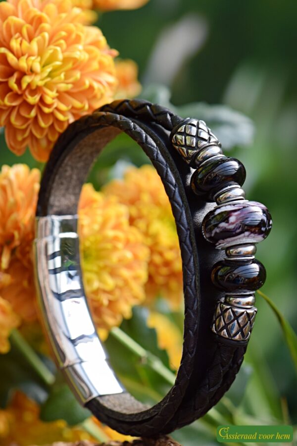 HSLA3043 | Men’s memorial leather bracelet - Image 4