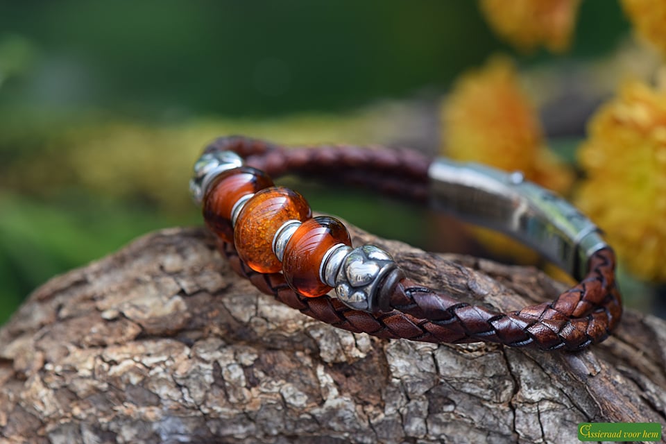 HSLA3041 | Men’s memorial leather bracelet - Image 2
