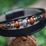 Men’s bracelet with a lock of hair sealed in central stainless steel bead