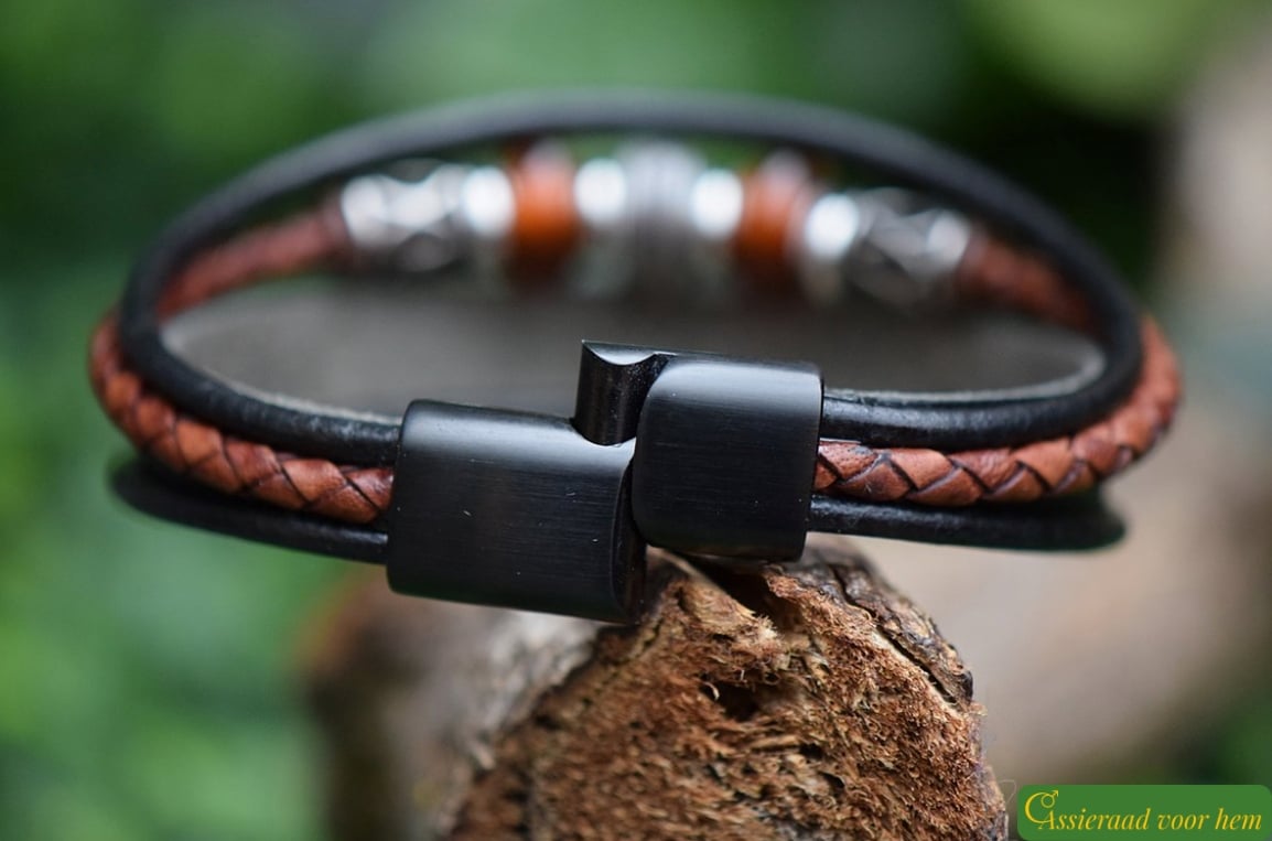 HSLA3028 | Men’s memorial leather bracelet - Image 4