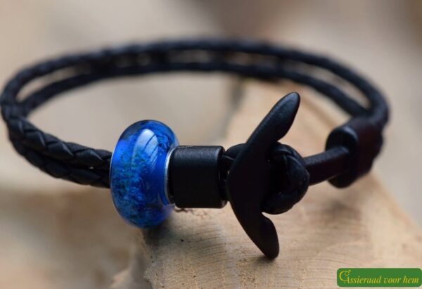 HSLA3031 | Men’s memorial leather bracelet - Image 2