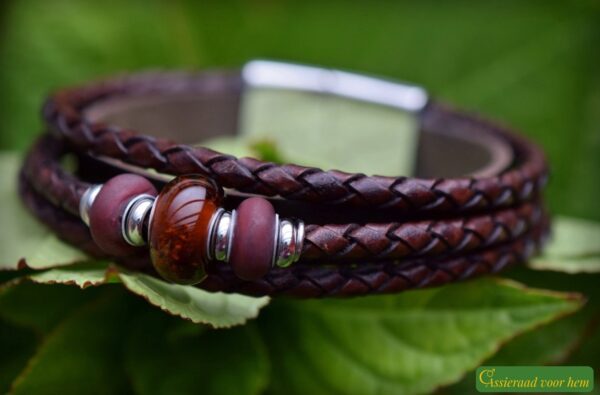 HSLA3035 | Men’s memorial leather bracelet - Image 3