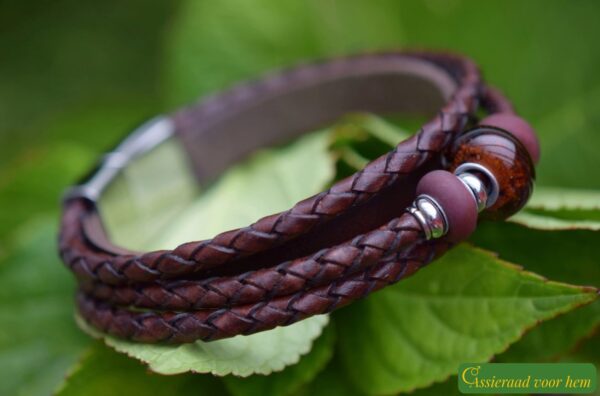 HSLA3035 | Men’s memorial leather bracelet - Image 4