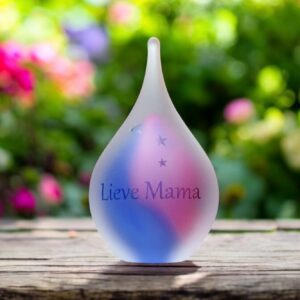 Urn of pink and blue glass.