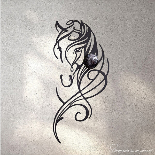 Elegant laser-cut metal horse head with curved lines