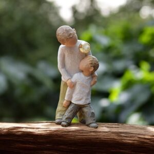 Willow Tree figurine Brothers two boys standing close together with mini urn for ashes or a lock of hair