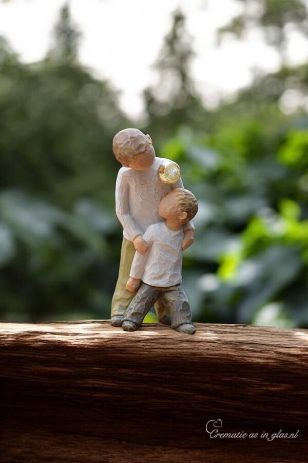 Willow Tree figurine Brothers two boys standing close together with mini urn for ashes or a lock of hair