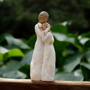 Willow Tree figurine Close to Me mother and daughter in gentle embrace with mini urn for ashes or a lock of hair