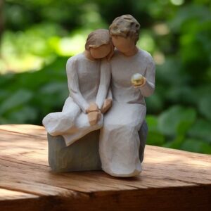 Willow Tree figurine With My Grandmother grandmother and child sitting together with mini urn for ashes or a lock of hair
