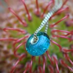 Sea green Glass&Golds Laguna bead with 14k gold core and ashes