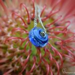 Blue Glass&Golds Saphira bead with 14k gold core and ashes