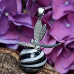 Memorial pendant with ashes in black