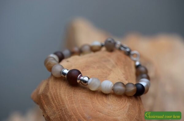 HSNA4015 | men’s memorial bracelet with cremation ashes and natural stone - Image 2