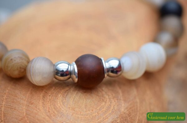 HSNA4015 | men’s memorial bracelet with cremation ashes and natural stone - Image 3