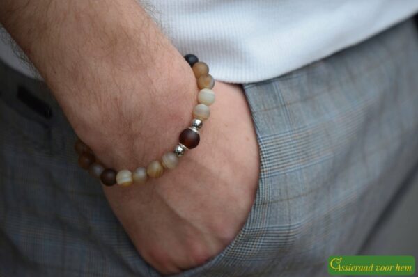 HSNA4015 | men’s memorial bracelet with cremation ashes and natural stone - Image 4
