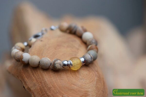 HSNA4014 | men’s memorial bracelet with cremation ashes and natural stone - Image 2