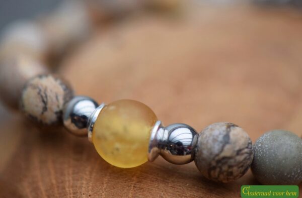 HSNA4014 | men’s memorial bracelet with cremation ashes and natural stone - Image 3