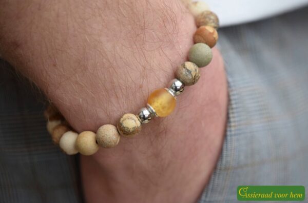 HSNA4014 | men’s memorial bracelet with cremation ashes and natural stone - Image 5
