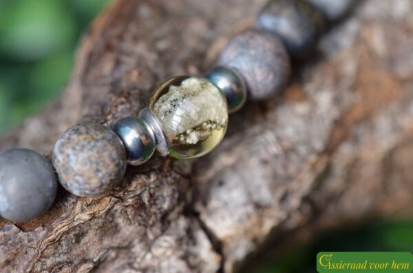 HSNA4017 | men’s memorial bracelet with cremation ashes and natural stone - Image 2