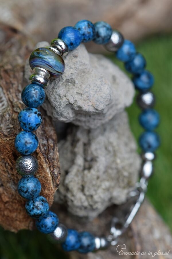 HSNA4020 | men’s memorial bracelet with cremation ashes and natural stone - Image 4