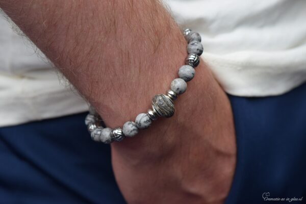 HSNA4021 | men’s memorial bracelet with cremation ashes and natural stone - Image 2