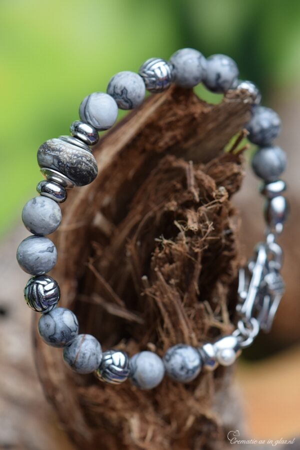 HSNA4021 | men’s memorial bracelet with cremation ashes and natural stone - Image 3