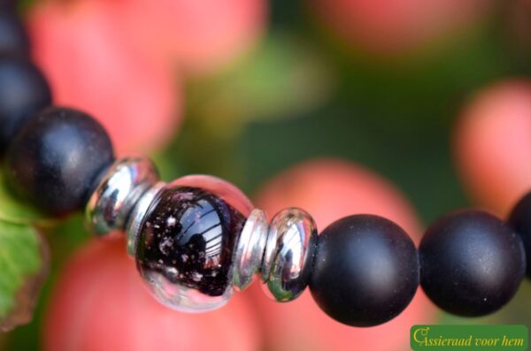 HSNA4011 | men’s memorial bracelet with cremation ashes and natural stone - Image 3