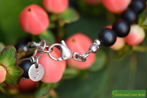 HSNA4011 | men’s memorial bracelet with cremation ashes and natural stone - Image 4