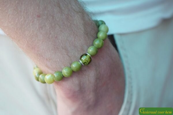 HSNA4012 | men’s memorial bracelet with cremation ashes and natural stone - Image 4