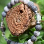 HSNA4017 | men’s memorial bracelet with cremation ashes and natural stone