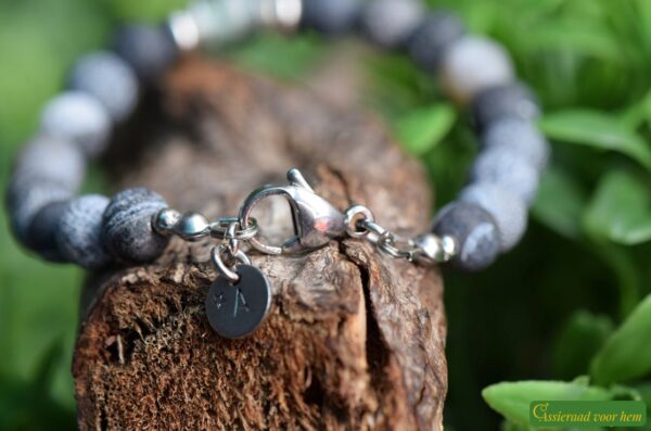 HSNA4016 | men’s memorial bracelet with cremation ashes and natural stone - Image 3