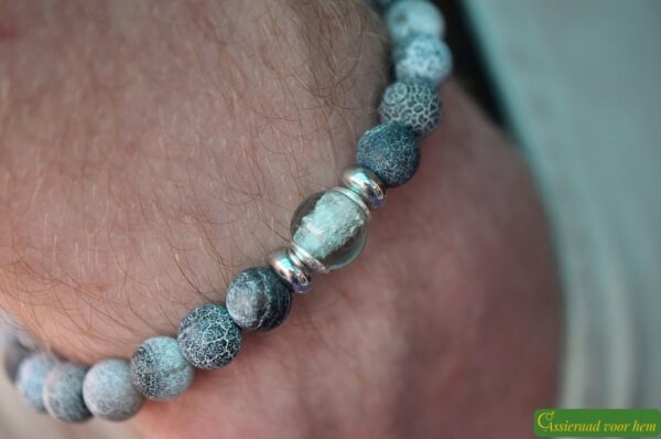HSNA4016 | men’s memorial bracelet with cremation ashes and natural stone - Image 5
