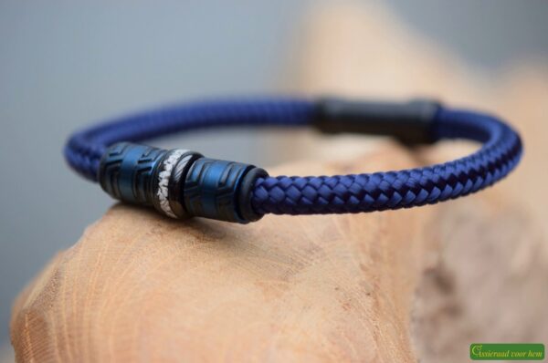 Royal blue bracelet with cremation ashes in a blue stainless steel bead