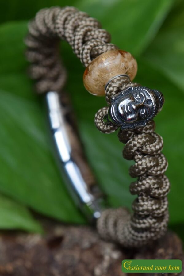 Knotted men’s bracelet with brown sail rope and stainless steel clasp