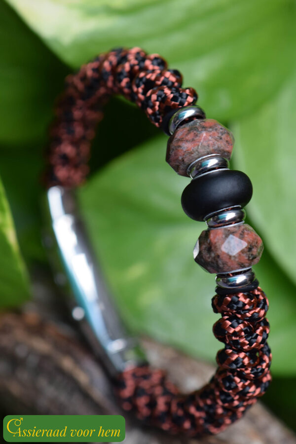 paired with natural stone beads and silver-tone spacers.