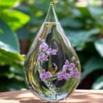 Glass urn large model with transparent stem and branches