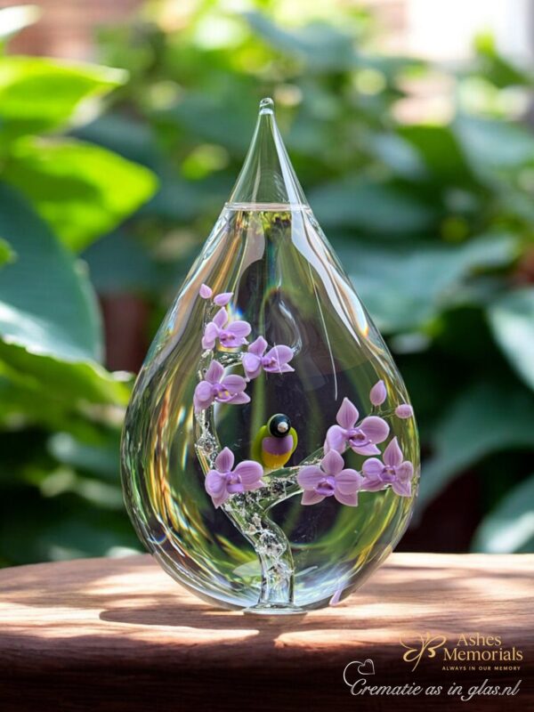 Glass urn large model with transparent stem and branches