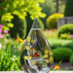 Glass urn with robin bird