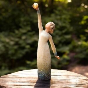 Willow Tree figurine Shine girl in long dress holding mini urn with ashes or a lock of hair