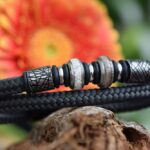 Double sailrope men’s memorial bracelet in anthracite with stainless-steel beads